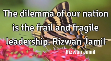 The dilemma of our nation is the frail and fragile leadership. Rizwan Jamil