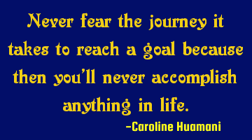 Never fear the journey it takes to reach a goal because then you