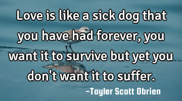 Love is like a sick dog that you have had forever , you want it to survive but yet you don