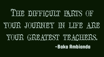 The difficult parts of your journey in life are your greatest teachers.