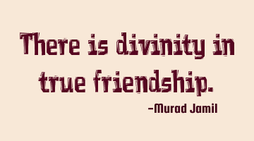 There is divinity in true friendship.