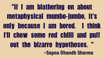 "If I am blathering on about metaphysical mumbo-jumbo, it