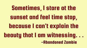 Sometimes, i stare at the sunset and feel time stop, because i can
