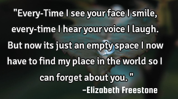 "Every-Time I see your face I smile, every-time I hear your voice i laugh. But now its just an