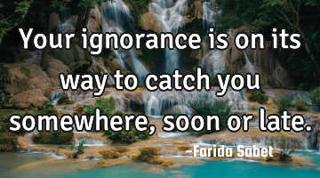 Your ignorance is on its way to catch you somewhere,soon or late.