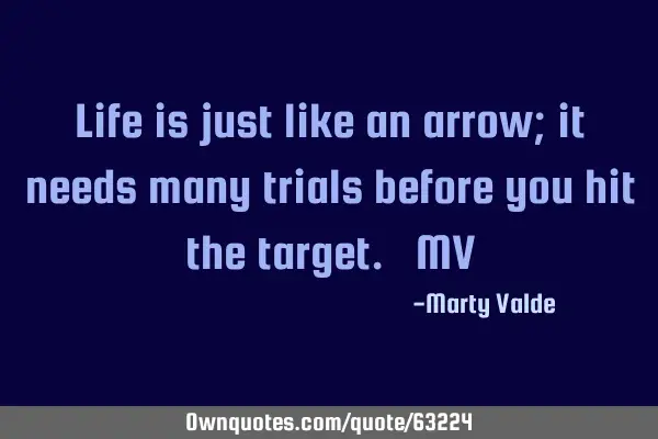 Life is just like an arrow; it needs many trials before you hit the target. ~MV
