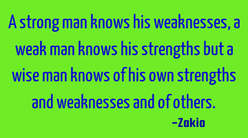 A strong man knows his weaknesses, a weak man knows his strengths but a wise man knows of his own