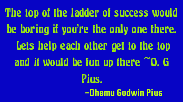 The top of the ladder of success would be boring if you