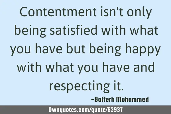 Contentment isn