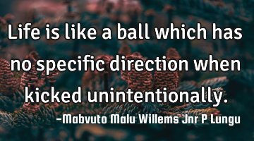 Life is like a ball which has no specific direction when kicked unintentionally.