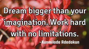 Dream bigger than your imagination. Work hard with no limitations.