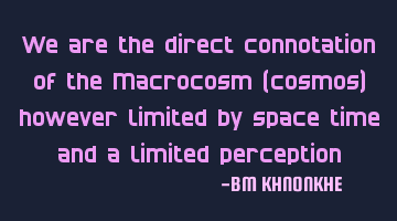 We are the direct connotation of the Macrocosm (cosmos) however limited by space time and a limited
