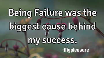 Being Failure was the biggest cause behind my success.