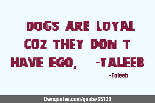 “Dogs are loyal coz they don’t have ego,” -T