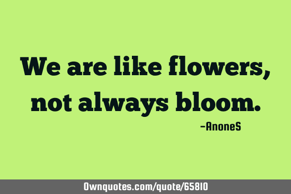 We are like flowers, not always