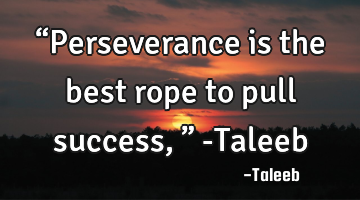 “Perseverance is the best rope to pull success,” -Taleeb