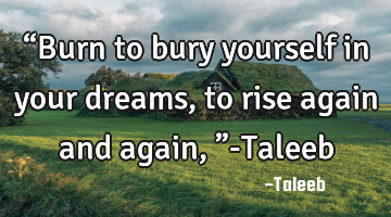 “Burn to bury yourself in your dreams, to rise again and again,”-Taleeb