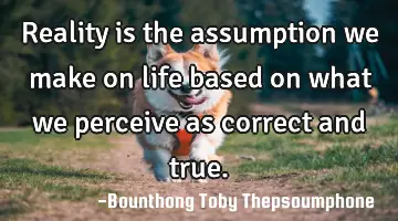 Reality is the assumption we make on life based on what we perceive as correct and