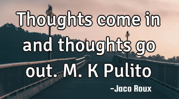 Thoughts come in and thoughts go out. M.K Pulito