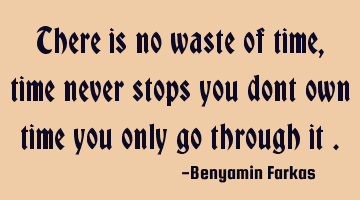 There is no waste of time , time never stops you dont own time you only go through it .