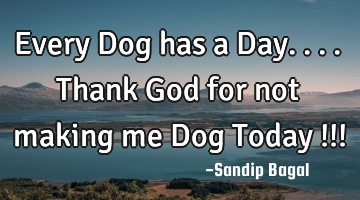 Every Dog has a Day.... Thank God for not making me Dog Today !!!