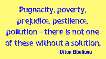 Pugnacity, poverty, prejudice, pestilence, pollution - there is not one of these without a solution.