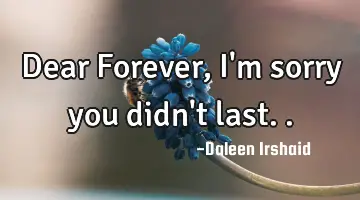 Dear Forever, I