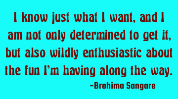 I know just what I want, and I am not only determined to get it, but also wildly enthusiastic about