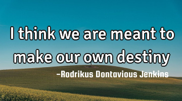 I think we are meant to make our own destiny