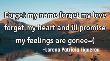 Forget my name forget my love forget my heart and ill promise my feelings are gonee=(