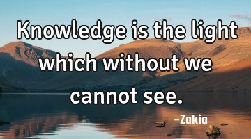 Knowledge is the light which without we cannot see.