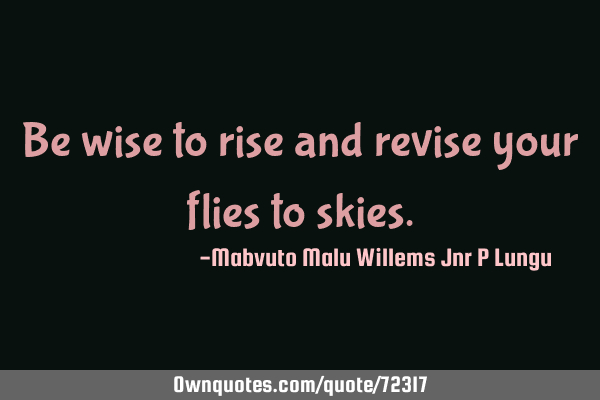 Be wise to rise and revise your flies to