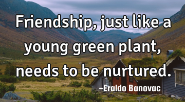Friendship, just like a young green plant, needs to be nurtured.