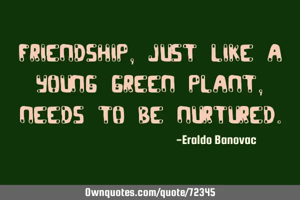 Friendship, just like a young green plant, needs to be