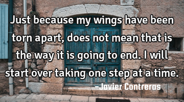 Just because my wings have been torn apart, does not mean that is the way it is going to end. I