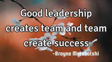 Good leadership creates team and team create