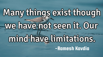 Many things exist though we have not seen it. Our mind have limitations.