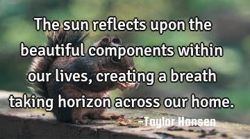 The sun reflects upon the beautiful components within our lives, creating a breath taking horizon