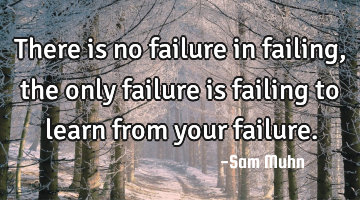 There is no failure in failing, the only failure is failing to learn from your failure.