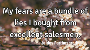 My fears are a bundle of lies I bought from excellent salesmen.