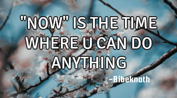 "NOW" IS THE TIME WHERE U CAN DO ANYTHING