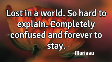 Lost in a world. So hard to explain. Completely confused and forever to stay.