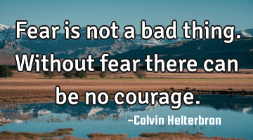 Fear is not a bad thing. Without fear there can be no courage.