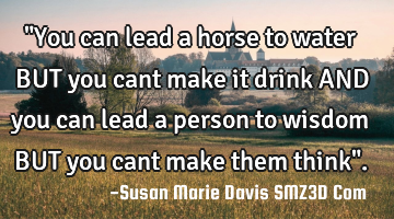 "You can lead a horse to water BUT you cant make it drink AND you can lead a person to wisdom BUT