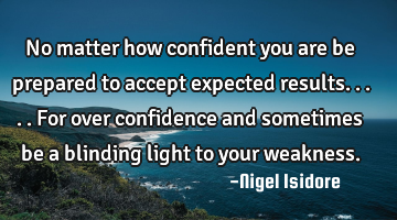 No matter how confident you are be prepared to accept expected results.....for over confidence and