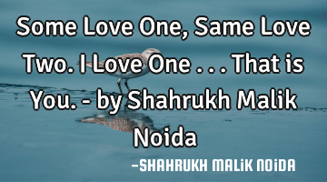 Some Love One, Same Love Two. I Love One ... That is You. - by Shahrukh Malik Noida