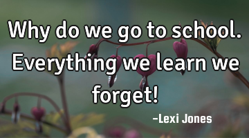 Why do we go to school. Everything we learn we forget!