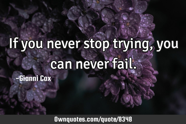 If you never stop trying, you can never