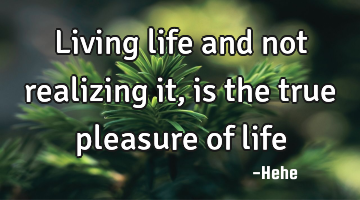 Living life and not realizing it, is the true pleasure of life