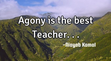 Agony is the best Teacher...